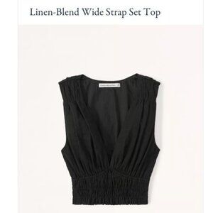Abercrombie Linen Blend Wide Strap Ruched Top